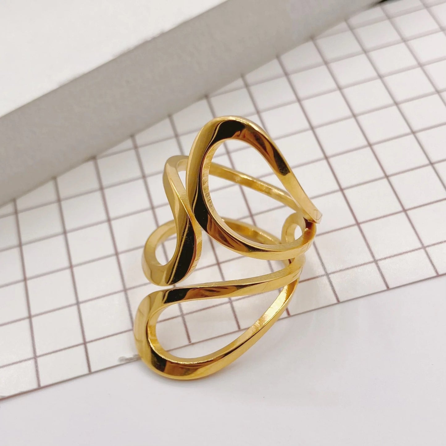 Golden Infinity Loop Ring